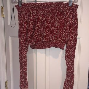 LF Lost Muse Six floral long sleeve crop top